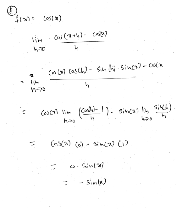 A one costa franc Costa) lim cos (ath) - Costa) hao h Cos (11) Cosch? - sinchi sin(n)- Cosla tim h-70 so . Cosca) lim (cosch