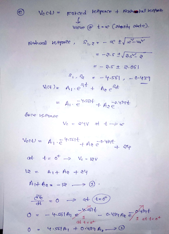 @ Vect = porced tecponce & Natural response value @ t=00 (steady state). Natural response, Suzen & to wor 2-9.5 +/95 2 - 9.5