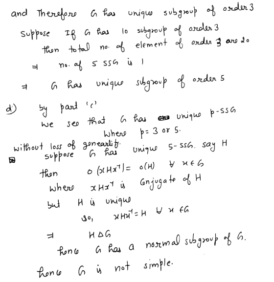 and therefore a has unique subgroup of order 3 suppose If a has lo subgroup of order 3 1. then total no. of element of order