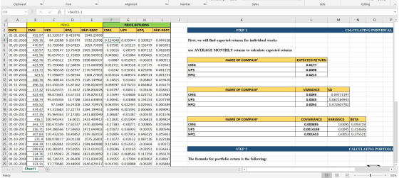 Clipboard B Font Alignment Number Styles Cells Editing F4 Clipboard - A X fi C =B4/B3-1 D L M N O STEP 1 CALCULATING INDIVIDU