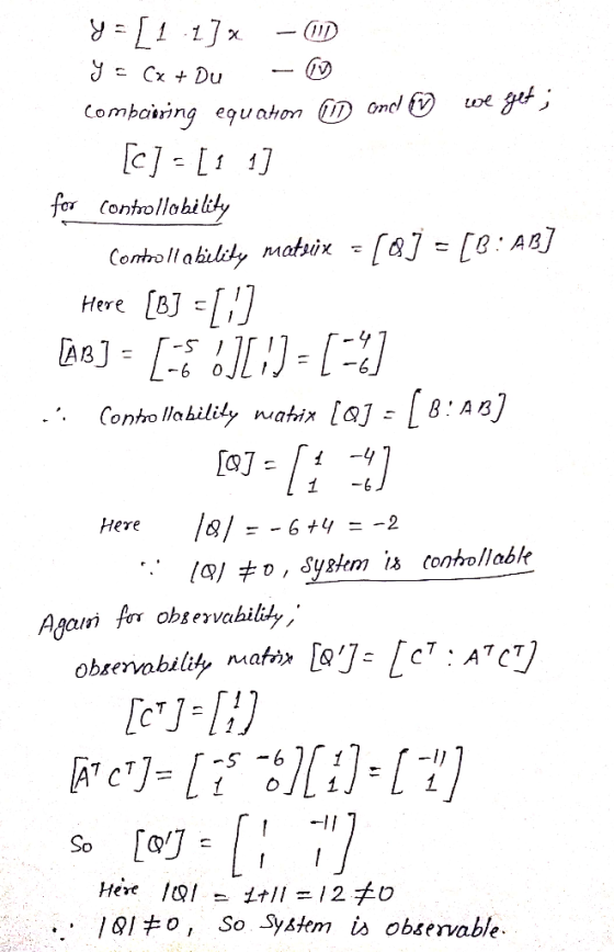 for (ontrollohil Here [B[) ABJ loge Here Aa fer obtervabilth [CJ-11】 I Ql+o, So System u observable.