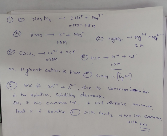 © ® Nagpo - 3 Nat + Pog? 05432 1.5M o KNO3 - kt+ No5 o masof g +504 OM O yoor 2.M Cace Ca2+ + 200 0.75M e rice ntece 1.5M so