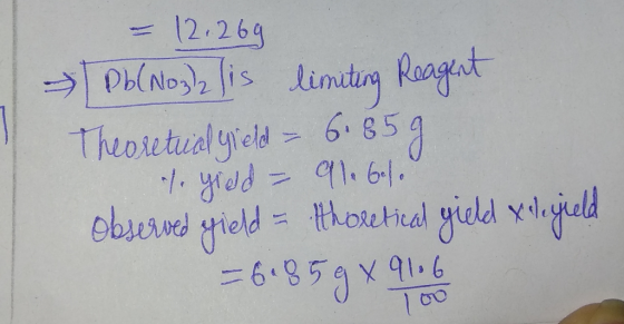 12.264 PblNo is limturg Roagest Theoretual yels6.85 eburnd yield= thoteteal gield vgald =6.859x91.6 100