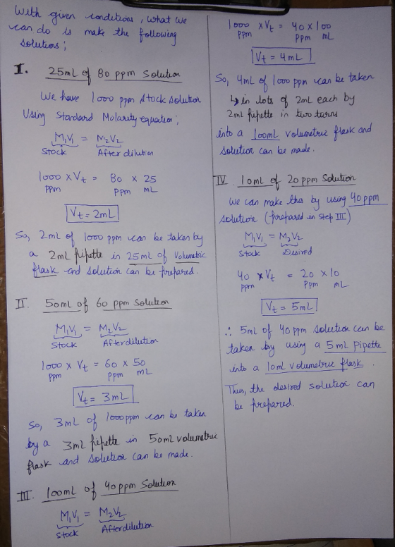With given can do is solutions ; conditions , what we make the following I 1 ooo XV - Yox / 00 ppm ppm mL | V+ = 2mL IV+ = 4