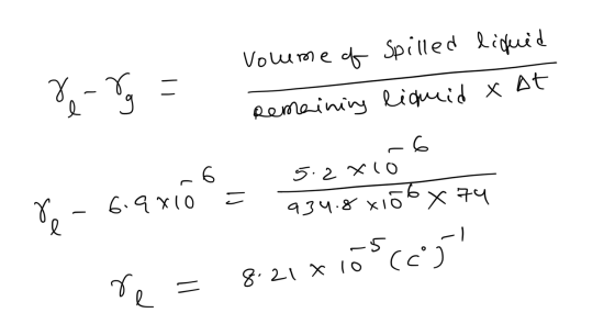 og Volume of Spilled liquid Remaining liquid X at व ..6 8 - 6.9x10 3 5.2xco 6 934.8 x166 x 74 De = 8:21 * 10ccº)
