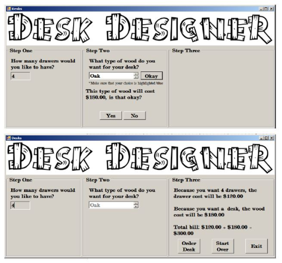 Desks DESK DESIGNER Step Three Step One How many drawers would you like to have? Step Two What type of wood do you want for y