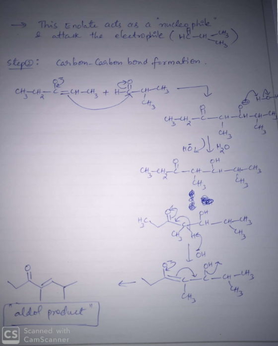 This Enolate & attack the acts as a nucleophile electrophile (HE-CH - Uttz Step : carbon-Carbon bond formation. chien Pun-cn