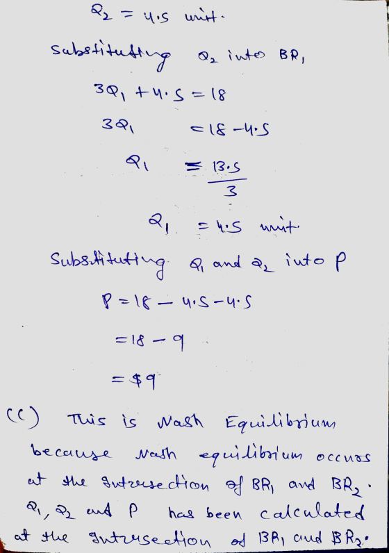 Q 4.s unite substitu using Qq into BR, 30, +4.5 =18 32 cl8-4.5 13.5 3 २ =his mit substitut uting Q and a into P P=18 - us-4.5