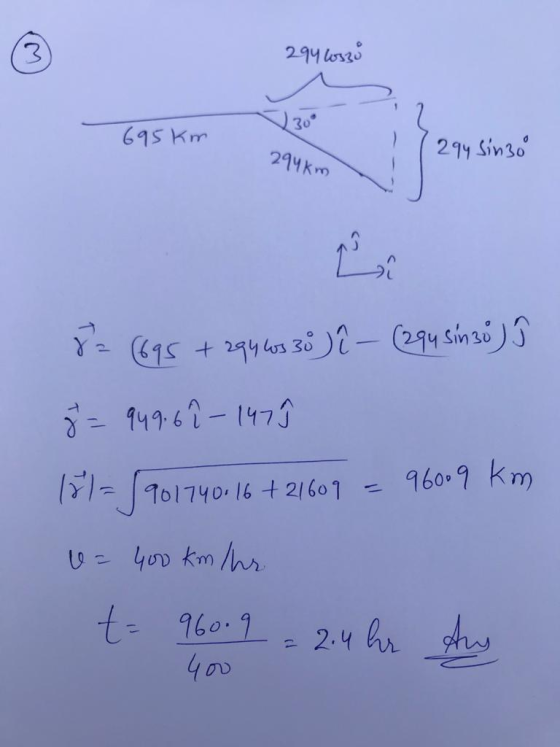 294 loss 20 695km 294km 1 1294 Sinzo 8 (695 + 2qulos 30 î - (29u sin 30 ) ĵ 8 = 949.6? - 147 157= 901740. 16 +21609 - 960.9 k