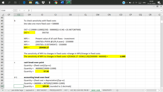 © v 1x ENG 02:00 23-03-2020 26 CG68 CF CG CH a a CK a CM CN co CP co CR CE b To check sensitivity with fixed costs lets take
