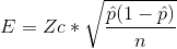 E = Zc * 1/ P(1 -p)