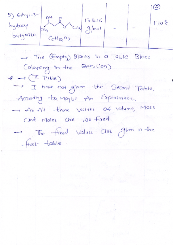 5) Gthyl-3- OH 3 a.16 hgdroxy btysae Cct03 The Empty) Blanks n a Table. Black Oues tion Colorsing n the C Table have not Seco