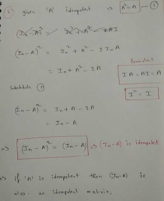 l dempotent 2 In A fA idempotenttenn-A) al so an idempotet matix