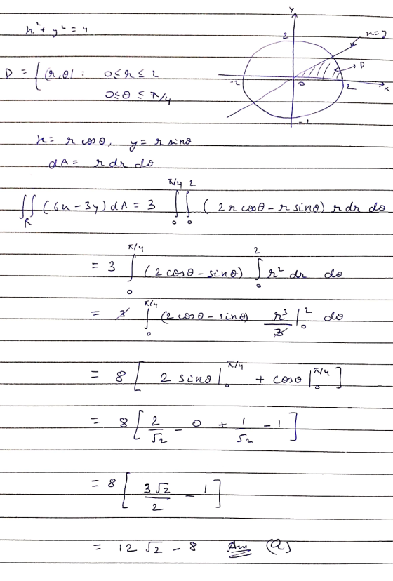و داريط ។ تاهير ا کوکه کو > بها سرع موط هر کید و تو DA= r de do ة اة 3 = A (3 تحميل (2r coso-rsino) er der do م K( 2. = 3 ولل