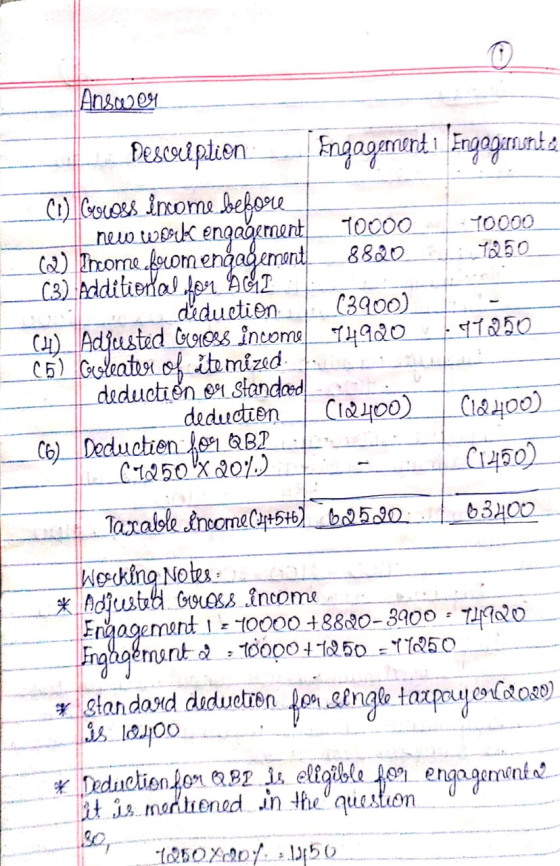 Answe9 Description Engagement 1 Engagirsante (1) Geocass income before new work engagement 70000 10000 (2) Income from engage