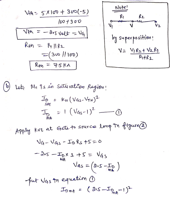 Note! Vth = 5x100 + 300(-5) 107300 Vth = -205 volt = NG| VVM by superposition: Na MR2 + V2 R9 Rth z R II R2 =(360 11 100) | R