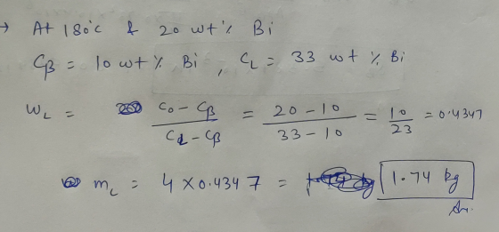 At 180c & 20 wts Bi 2 = lo wt% Bil ů = 33 wt / Bi W = = eo co-CB Ca-CB こ 20-10 33-10 10 - 0.4347 23 2 m = 4 X 0.434 7 = 1.74