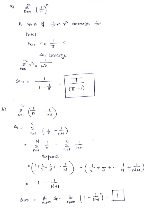 00 A series of form to converges for ok Here va av So, converges 1- NED Sum = 1 - 5 (TT-) 2 Sn = W share to me -1) N. امن nal