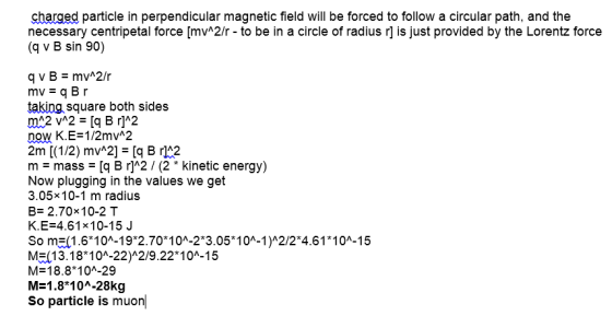charged particle in perpendicular magnetic field will be forced to follow a circular path, and the necessary centripetal forc