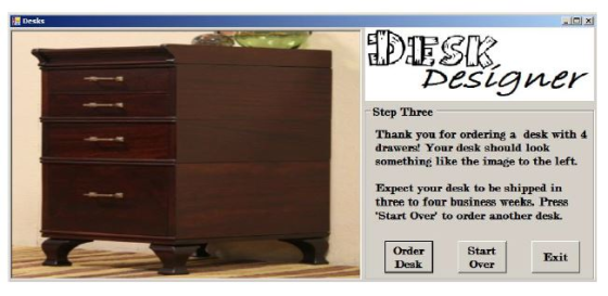 Desks DESK Designer ner Step Three Thank you for ordering a desk with 4 drawers! Your desk should look something like the ima