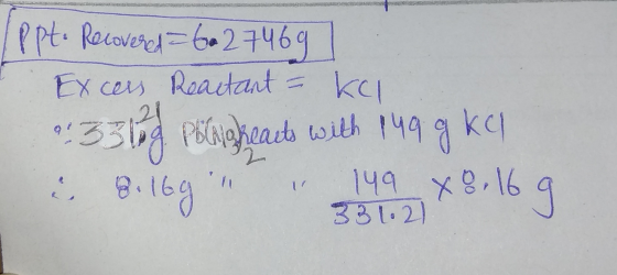Ppt. Racoverel b27469 kc EX ces Reactant with 149 g kc 33 Pa |५१ x8. ।6 149 331.2) e.169 70 17