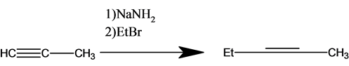 1)NaNH,
2)EtBr
CH3 –
HC=
C—
E-
-CH3