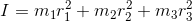 I = m_1r_1^{2}+m_2r_2^{2}+m_3r_3^{2}