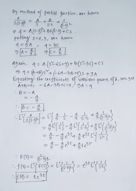 By method of partial fraction, we have sty - A + + BS (6-9) + cs. putting s =0,3, Wic Nawu A29A , AF A9-9 BS 42 3C cs 쌍m, A=A