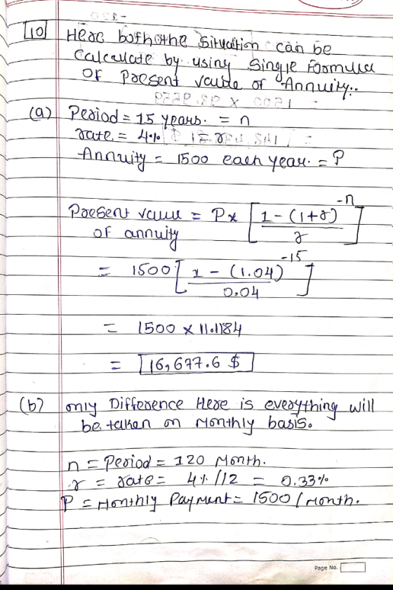 Hear_bofhothe_Situation can be Calculate by using Single Formille of present vaude of Oanquily:. Pedìod = 15 years. = n Date