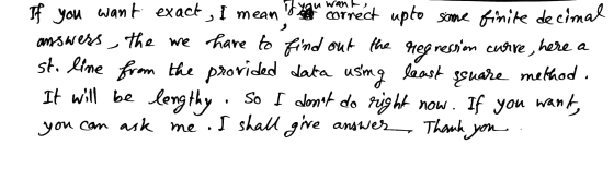 want, ر here a If you want exact, I mean correct upto some finite decimal answers, the we have to find out the regression cur