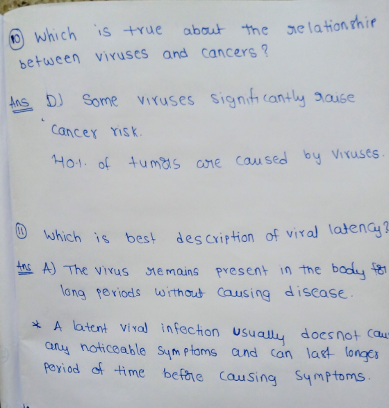 which is -true abou+ 寸he 여e lation rhir between viruses and Cancers? AnsD) Some viruses Signif antly 긔ause Cancex ris k o1.