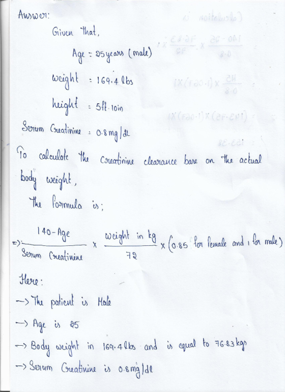 Awwr: Given hat Age : 95 yo (malk) 51t loi) w dhaauha On bmy weigh bod 1 40-Age 8um Csuatinint Hese weight in k g x (085 Ponp