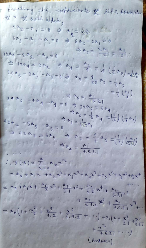 ta • Eduating the coefficients of like towers La of both sides, 2a2-a, = 0 = 0 = 59 603 -a, -, = 0 = 6a2 - 2a, = 0 az = ? 120