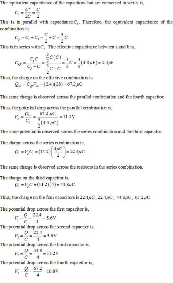 The equivalent capacitance of the capacitors that are connected in series is, 2C 2 This is in parallel with capacitance C3. T
