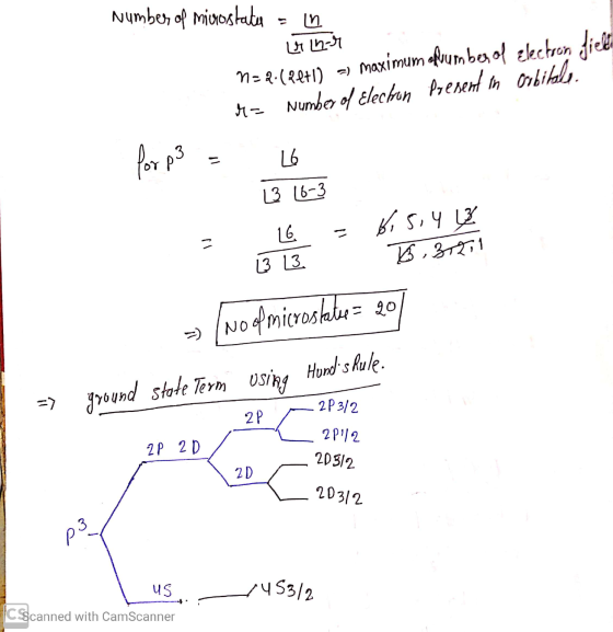 Number of microstate in unor m= 8.684+1) - maximum ofvumber of electron field HP Number of Electron present in Orbitale for p