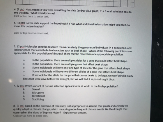 4. (2 pts) Now, suppose you were describing the data (and/or your graph) to a friend, who isnt able to see the data. What wo