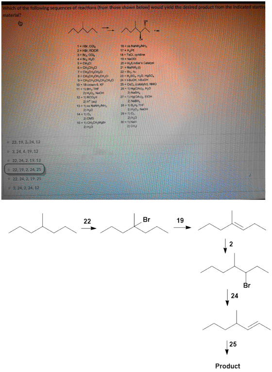 from those shown betow) woutd yleld the desired product from the indicated starti of the following s erial? 20 HzLindars Cet