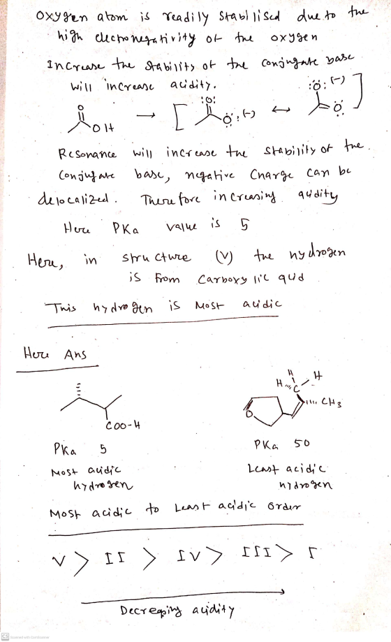 ó;-) 10 oxygen atom is readily stabllised due to the high electronegativity of the oxygen Increase the stability of the conju