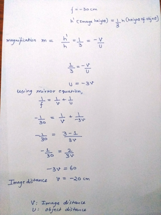 30 cm Image height 3 一 3 3 U usiny mur euatron 30 30 3V mage V: Image U: object distan ce