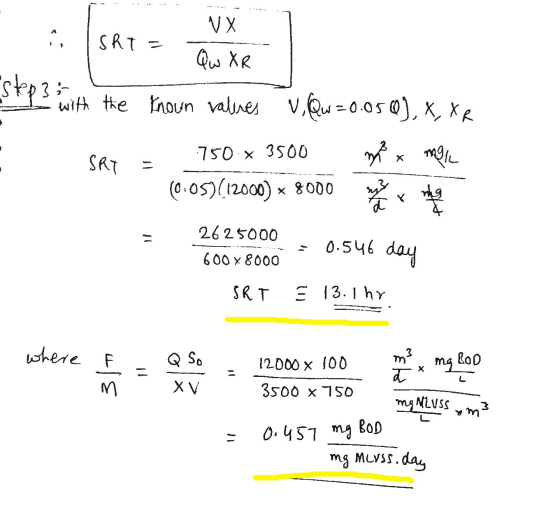 1, 1 VX SRT Qw XR Step 3: with the known valures V.Qw = 0.05), X, XR 750 x 3500 mx mail SRY (0.05)(12000) * 8000 sy} ng 26250