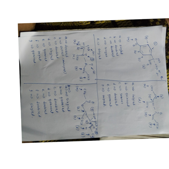 CH3 cH3 6 T Ht CH3 (b) re) (F) 1 (a 7 ce CH3 1 (b) (d) (a) a hiplet bo quintent asinget C Sezte F1gnop 1doublel e gut Ftoiple