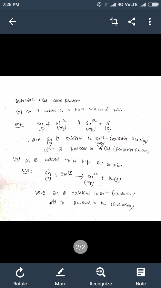 L 4G VOLTE C 7:25 PM Oetx nine wat Reox Reachir. Saluhin of liu, acded to a (ouSn Nit Sn + us (S) Ang (S) oxidiged o snt (oxi