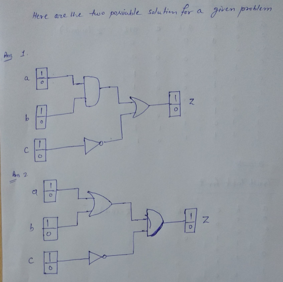 Here are the two possiable solution for a given problem. 0-1 Ans 2