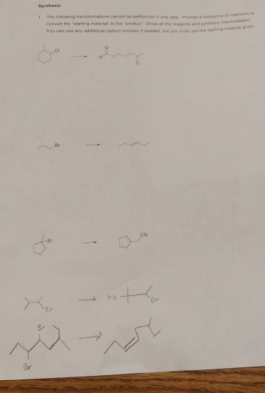 r ato 1 The longations to be pr Con the starting material to the show an You can use any al carbon i e pa d wat
