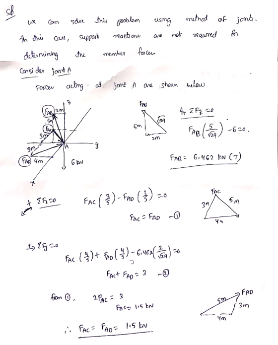 - joints. for we can solve the problem using method of In this care, support reactions are not required determining the membe