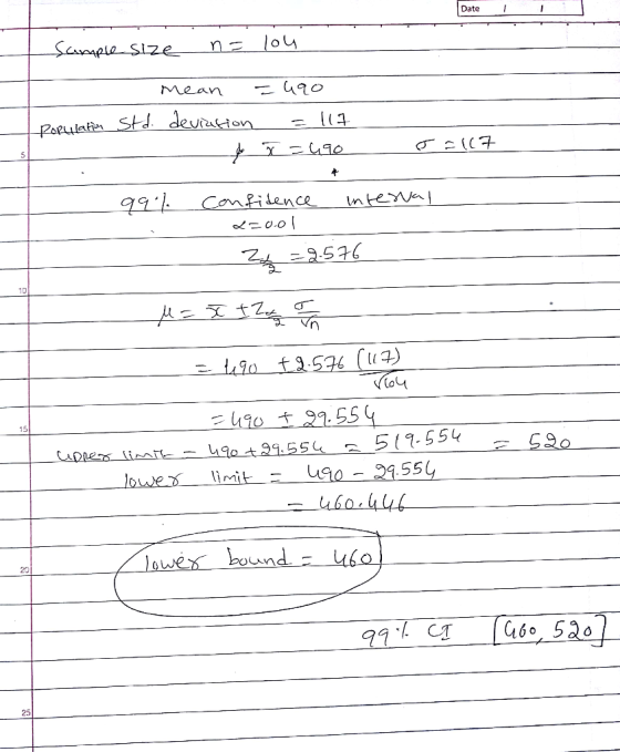 Date I std deton 10 トミ3574 10 490 ± 21.554 15 lowex limit - ugo-29554 ー460,444 20 CT 25