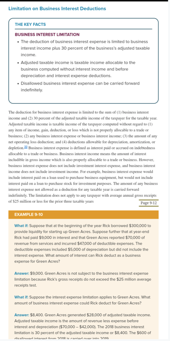 Limitation on Business Interest Deductions THE KEY FACTS BUSINESS INTEREST LIMITATION • The deduction of business interest ex