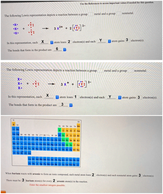 Use the References to access important values if needed for this question. nonmetal. The following Lewis representation depic