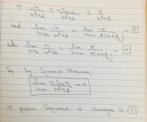 n2+2 = nSinn <n 1242 n242 ch lim -w 0 and lim has 1242 also lim n ner nata how hinta) حد lim k nyo nlnt Tilang, So, by Sque
