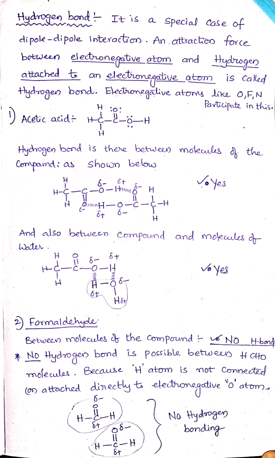 Hydrogen bond ? It is a special case of di pole-di pole interaction. An attraction force between electronegative atom and Hyd